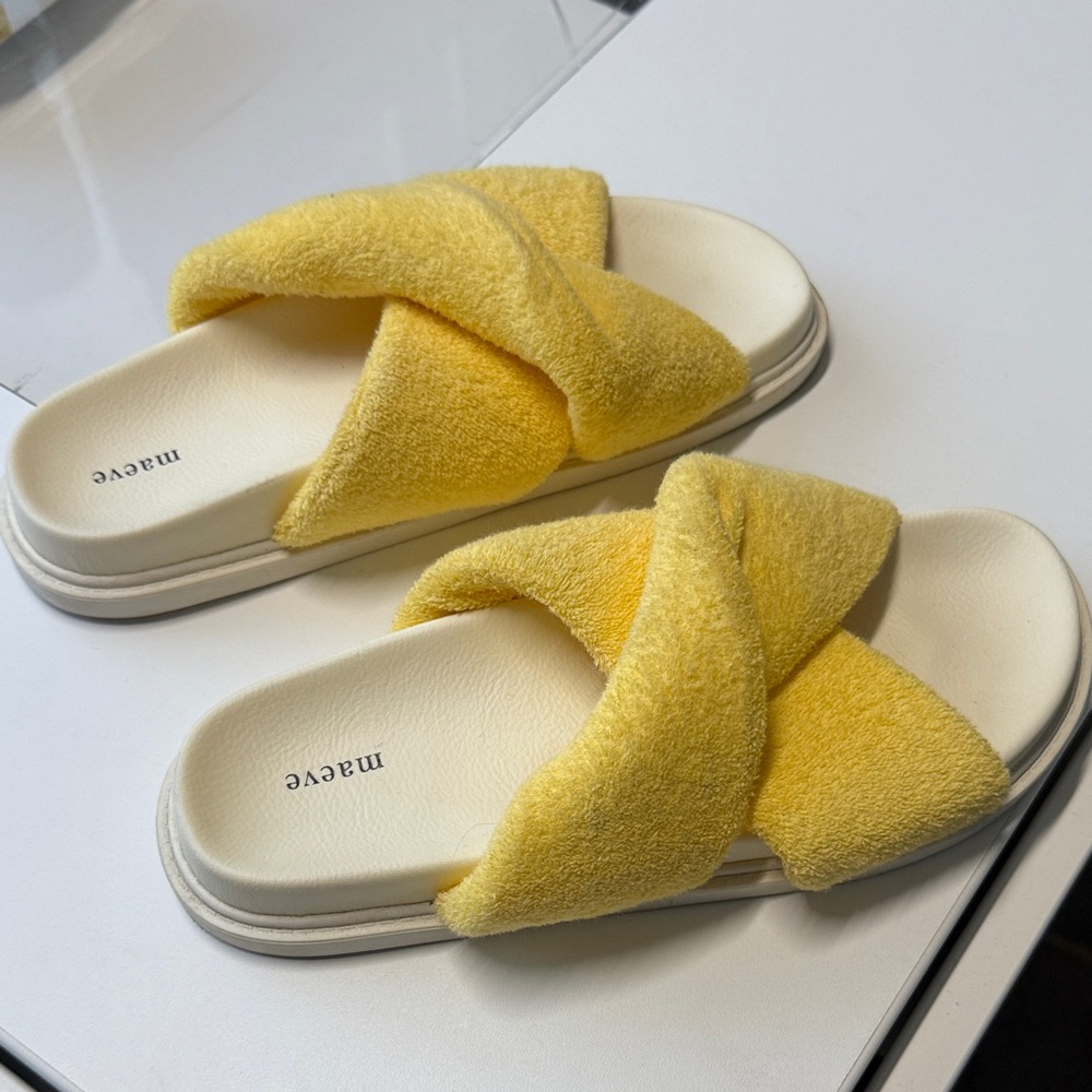 Maeve Mustard Yellow Slide Sandals